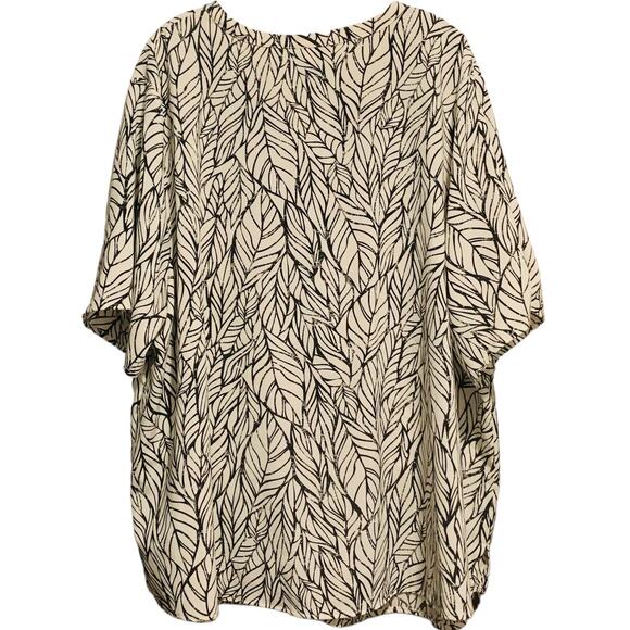 CATHERINES Women's Size 26/28W Top Leaf Print Button Front Short Sleeve Roll Tab - Picture 5 of 5